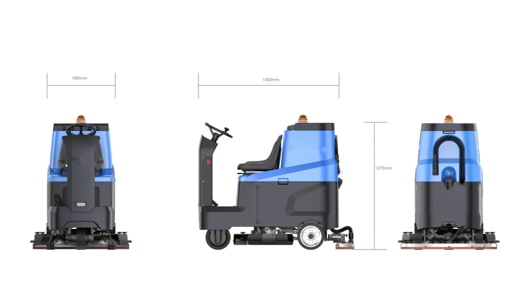 Industrial 140L Floor Sweeper Scrubber Ride on Scrubber Dryer with Rear-Driven