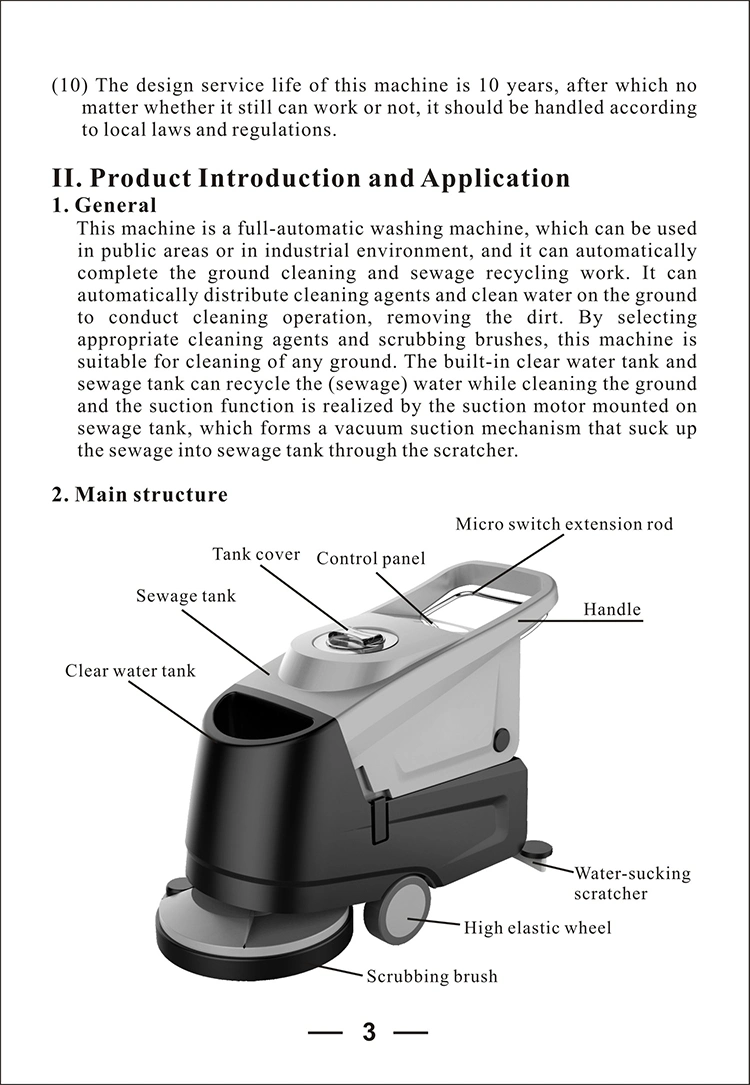 China Supplier Electric Hand Push Floor Scrubber Dryer for Cleaning Restaurant & Hotels